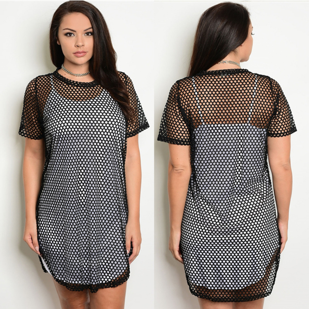 Fishnet dress plus size, mesh plus size dress